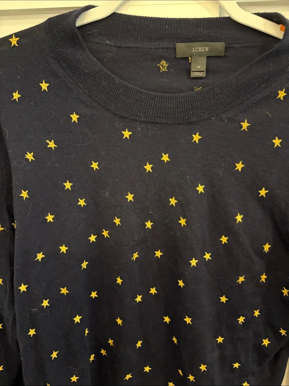 J. Crew Navy Crewneck Sweater with Gold Star Print